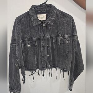 Distressed Black Jean Jacket